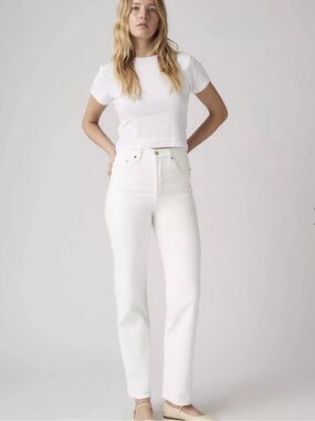 Levi's Ribcage Straight Ankle Jeans White